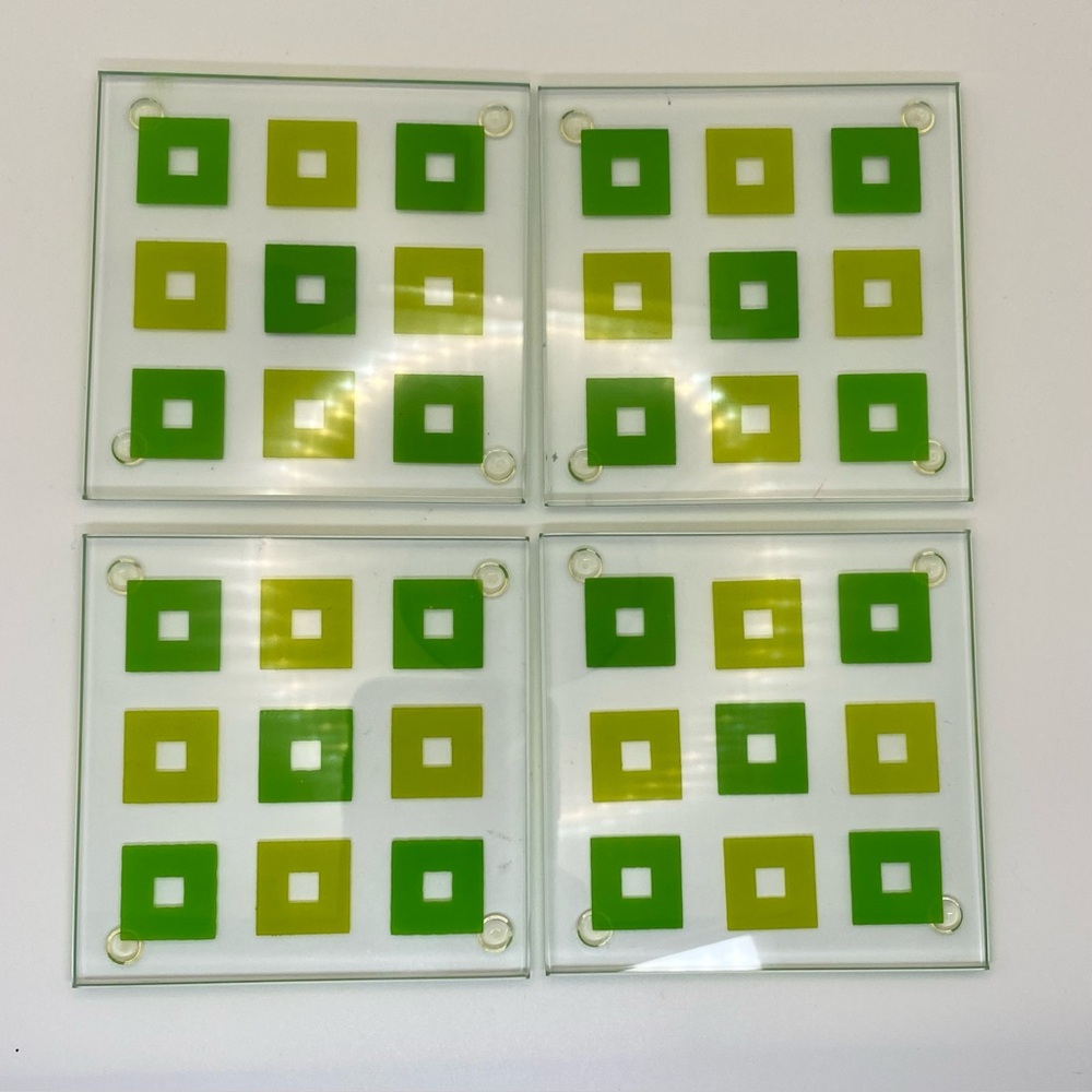 Retro‎ glass coasters, set of 4